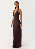 Indya Halter Maxi Dress Chocolate