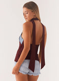 Catarina Halter Top Maroon Print