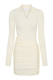Agness Long Sleeve Button Up Knit Dress Ivory
