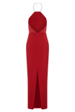 Elina Satin Necklace Maxi Dress Red