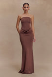 Madison Strapless Slinky Maxi Dress Chocolate