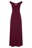 Mabel Off Shoulder Chiffon Maxi Dress Merlot