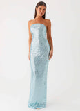 Lyric Sequin Maxi Dress Turquoise