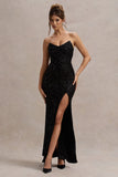 Adalee Black Sequin Strapless Maxi Dress