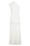Chloe Peached Jersey One Shoulder Midi Dress Ivory