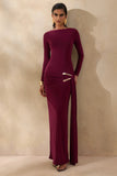 Astrielle Burgundy Wide Neck With Gold Detail And Sash