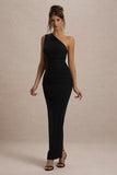 Dalarie Black One Shoulder Gathered Maxi Dress