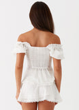 Hundred Percent Puff Sleeve Top White