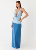 Sweet Charm Cowl Neck Top Baby Blue
