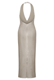 Carnation Sequin Halter Midi Dress Gold