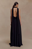 Santal Floral Chiffon Halter Maxi Dress Black