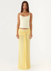 In Destiny Wrap Maxi Skirt Yellow
