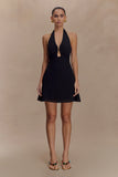 Malakhai Chiffon Halter Mini Dress Black