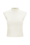 Romaine High Neck Bandage Knit Top Ivory