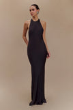 Rinna Satin Halter Maxi Dress Black