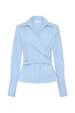 Eugenia Wrap Cotton Shirt Blue
