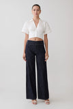 Sienna Flare Mid Rise Denim Jeans Indigo Pinstripe