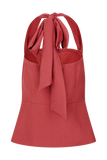 Kallie Linen Peplum Halter Top Burnt Rose