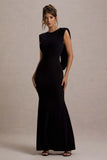 To The Moon Black Cowl Back Maxi Dress