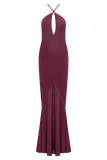 Nerea Slip Halter Maxi Dress Cherry Red