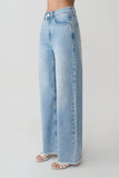 Sebastian Straight Leg Denim Jeans With Fray Hem Washed Light Blue