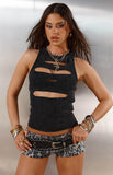 Informal Black Wash Cut Out Tank