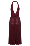 Genie Diamante Halter Midi Dress Mahogany