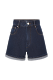 Carlene Cuffed Denim Shorts Indigo Blue