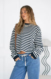 So Breezy Navy Stripe Long Sleeve Top