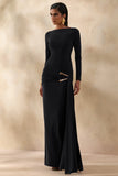 Astrielle Black Wide Neck With Gold Detail And Sash