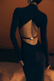 Kiyah Slinky Cut Out Maxi Dress Black
