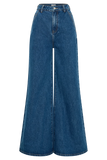 Jen Wide Leg Flare Denim Jeans Dark Blue