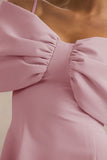 Faria Blush Pink Short Sleeve Bardot Mini Dress With Bow Detail