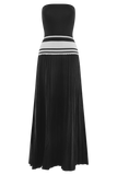Solaris Strapless Contrast Knit Maxi Dress Black White