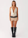 Zira Backless Top Light Beige