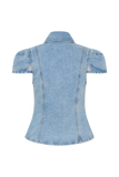 Bently Short Sleeve Denim Top Washed Light Blue