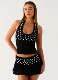 Vegas Nights Low Rise Skort Black