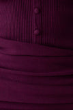 Agness Long Sleeve Button Up Knit Dress Plum
