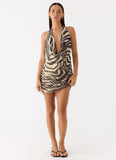 Varindra Cowl Mini Dress Zebra