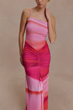 Roisin Slinky Maxi Dress Pink Sunset Print