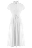 Aysha Buttoned Linen Midi Dress White