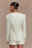 Asia Mixed Button Blazer Ivory