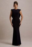To The Moon Black Cowl Back Maxi Dress