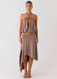 Jisoo Asymmetric Midi Skirt Desert Taupe