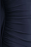 Adelina Navy One Shoulder Maxi Dress With Drape