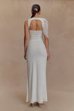 Pruedance Slinky Draped Top With Mesh Overlay White