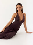 Indya Halter Maxi Dress Chocolate
