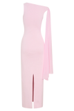 Farid Bandage Midi Dress With Chiffon Baby Pink