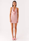 Coral Meadow Cowl Mini Dress Pink