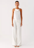 Delong Low Rise Linen Pants White